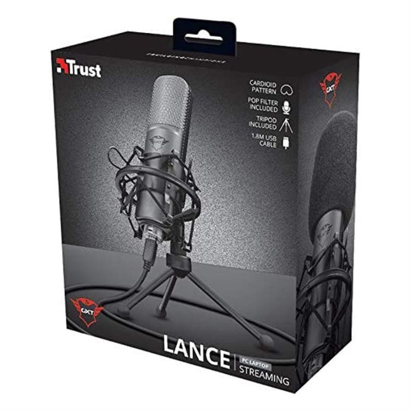 MICROFONO TRUST GTX 242 LANCE STREAMING 18M USB CON TRIPODE Y PATRION DE GRABACI