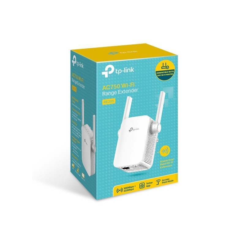 EXTENSOR DE RANGO WIFI TPLINK RE205 AC750 5G 2 ANTENAS