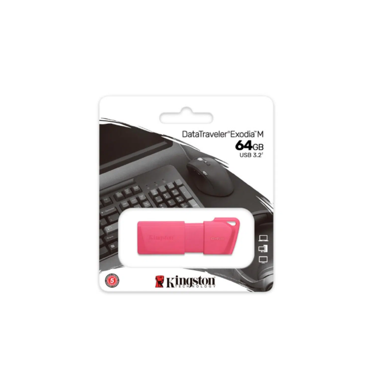 FLASH MEMORY 64GB KINGSTON KCU2L647LN EXODIA USB 32 NEON PINK