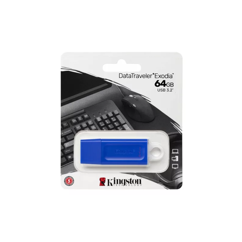 FLASH MEMORY 64GB KINGSTON KCU2G647GB EXODIA USB 32 AZUL