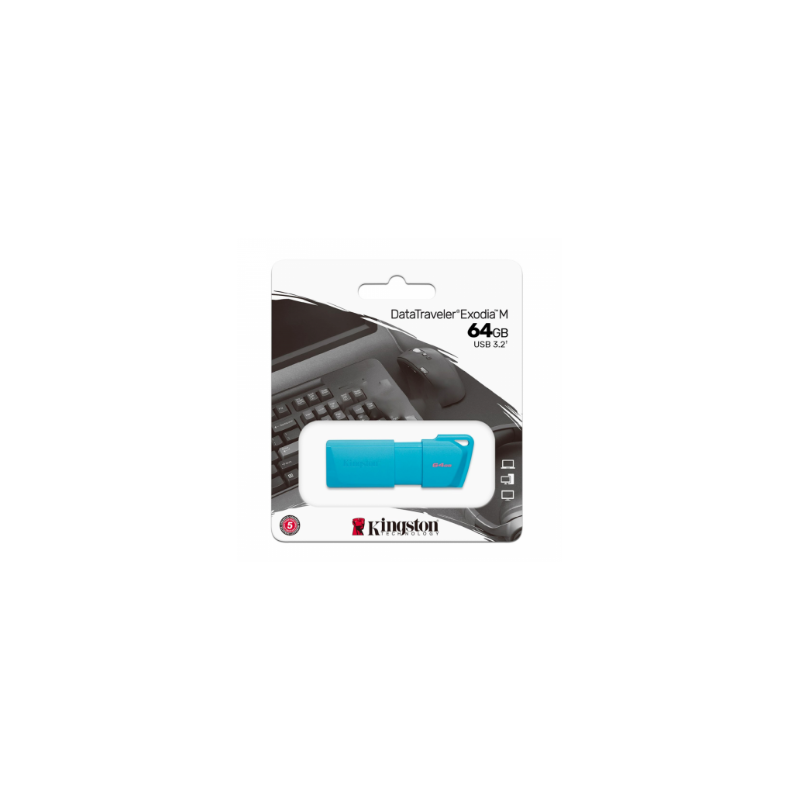 FLASH MEMORY 64GB KINGSTON KCU2L647LB EXODIA USB 32 NEON AQUA BLUE