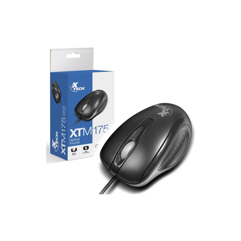 MOUSE XTECH XTM175 OPTICO USB  BLACK 130CM