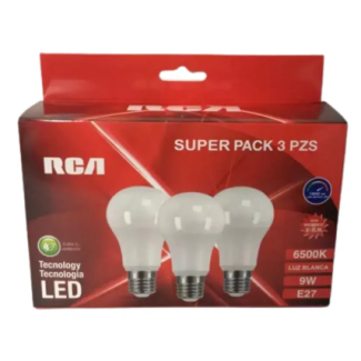 FOCO BOMBILLO RCA LED 6500K LUZ BLANCA 9W SUPER PACK 3 PZS 4R98007