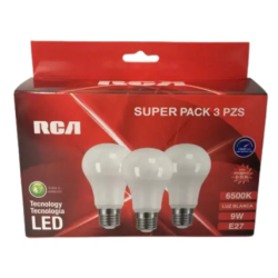 FOCO BOMBILLO RCA LED 6500K LUZ BLANCA 9W SUPER PACK 3 PZS 4R98007