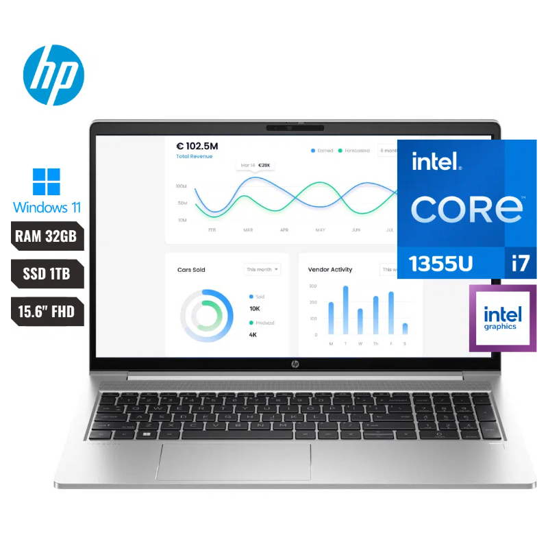 LAPTOP HP PROBOOK 450 G10 INTEL CORE i7 1355U (13VA) RAM 32GB DDR4 3200 SSD 1TB 15.6” IPS WINDOWS 11 LAPTOP HP PROBOOK 450 G10 INTEL CORE i7 1355U (13VA) RAM 32GB DDR4 3200 SSD 1TB 15.6” IPS WINDOWS 11