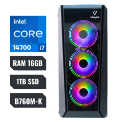 CPU INFINYTEK GAMER H-15 *BLACK* INTEL CORE I7 RAM 16GB SSD 1TB 650W CON TECLADO Y MOUSE