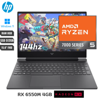 LAPTOP HP VICTUS 15-FB2063 AMD RYZEN 5 7535HS RAM 8G SSD 512GB 15.6" AMD RX 6550M 4GB