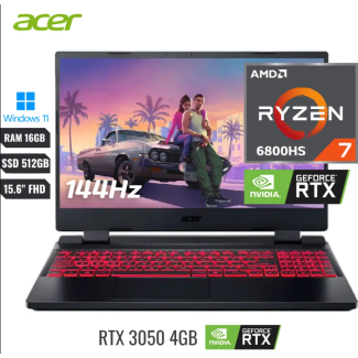LAPTOP ACER NITRO 5 RYZEN 7 6800HS RAM 16GB 512GB SSD VIDEO RTX3050 4GB WINDOWS 11