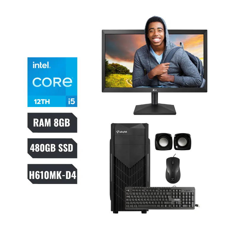 COMBO ALTEK-4300 ASUS PRIME H610MK-D4 INTEL I5 12400 RAM DDR4 8GB 512GB MONITOR INFINYTEK 19.5"