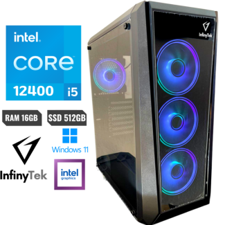 COMPUTADORA GAMER INFINYTEK H-15PRO BLACK INTEL CORE I5 12400 ASUS H610MK RAM 16GB SSD512GB 2