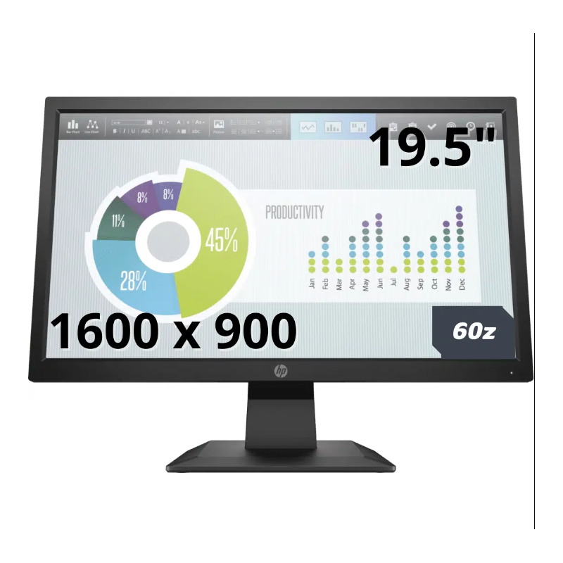 MONITOR HP 19.5" P204V LED 1600 x 900 16:9 HDMI VGA BLACK (3 AÑOS DE GARANTIA)