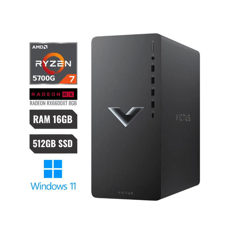 COMPUTADORA DE ESCRITORIO HP VICTUS RYZEN 7 5700G (5TH) RAM 16GB SSD 512GB *AMD RX 6600XT 8GB* WINDOWS 11
