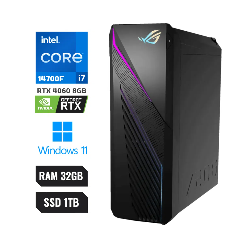 PC ASUS ROG G16 INTEL® CORE™ I7-14700F (14VA) RAM 32GB SSD 1TB *NVIDIA® GEFORCE RTX™4060 8GB* WINDOWS 11 TECLADO + MOUSE