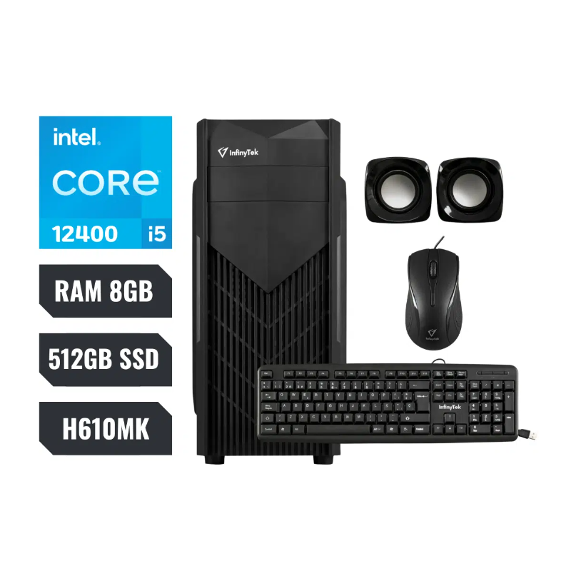 Computador Infinytek Intel Core I5 12400 (12va) Asus H610mk Ram 8GB SSD512GB 2.5″ Mouse + Teclado