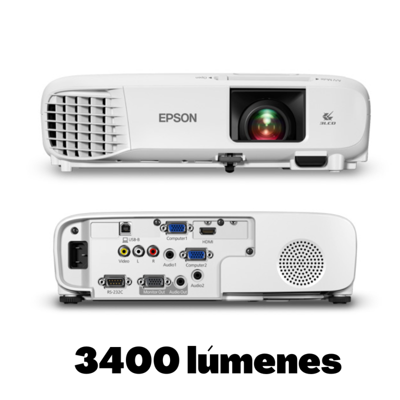 PROYECTOR EPSON POWERLITE E20 3 400 LUMENES XGA 3LCD 43 PANTALLA 30 HASTA 350 GA