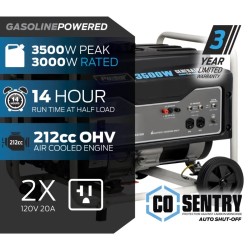 GENERADOR ELECTRICO A GASOLINA AMERICANO PULSAR 3,500 (3.5KW) PEAK WATT CARB APPROVED PORTABLE GENERATOR - PG3500MRCO