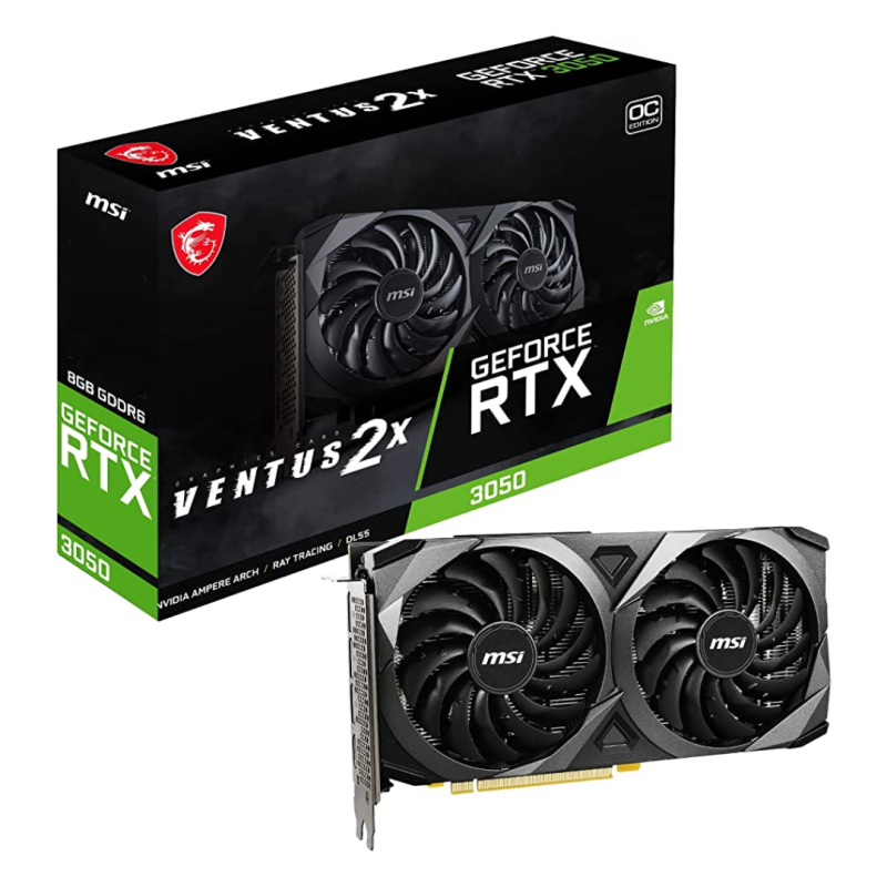 TARJETA DE VIDEO 8GB MSI GEFORCE RTX 3050 Ventus 2XXS  OC DDR6 128BIT  DISPLAY P