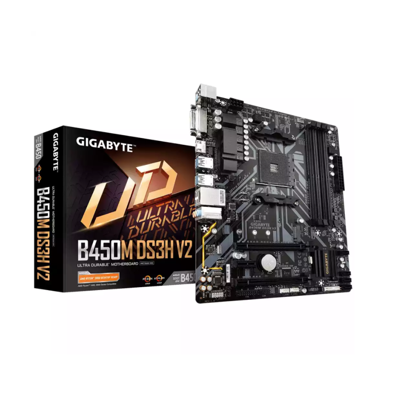 MAINBOARD PC GIGABYTE B450MDS3H V2 AMD SOCKET AM4 COMPATIBLE CON RYZEN 4600G DDR