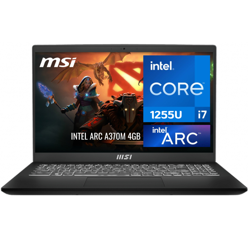 LAPTOP MSI MODERN GAMING INTEL CORE I7 1255U 12VA RAM 16GB SSD 512GB PCIE 156 FH